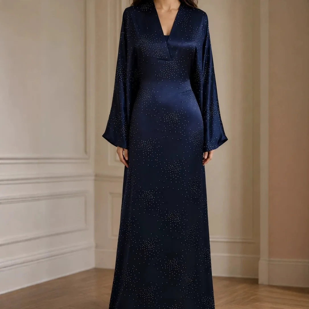 Round Neck Low Waist Gown with Straight Skirt Style Wrinkle Finish Sweet Fresh Maxi Length Regular Sleeve Dress Summer for Women