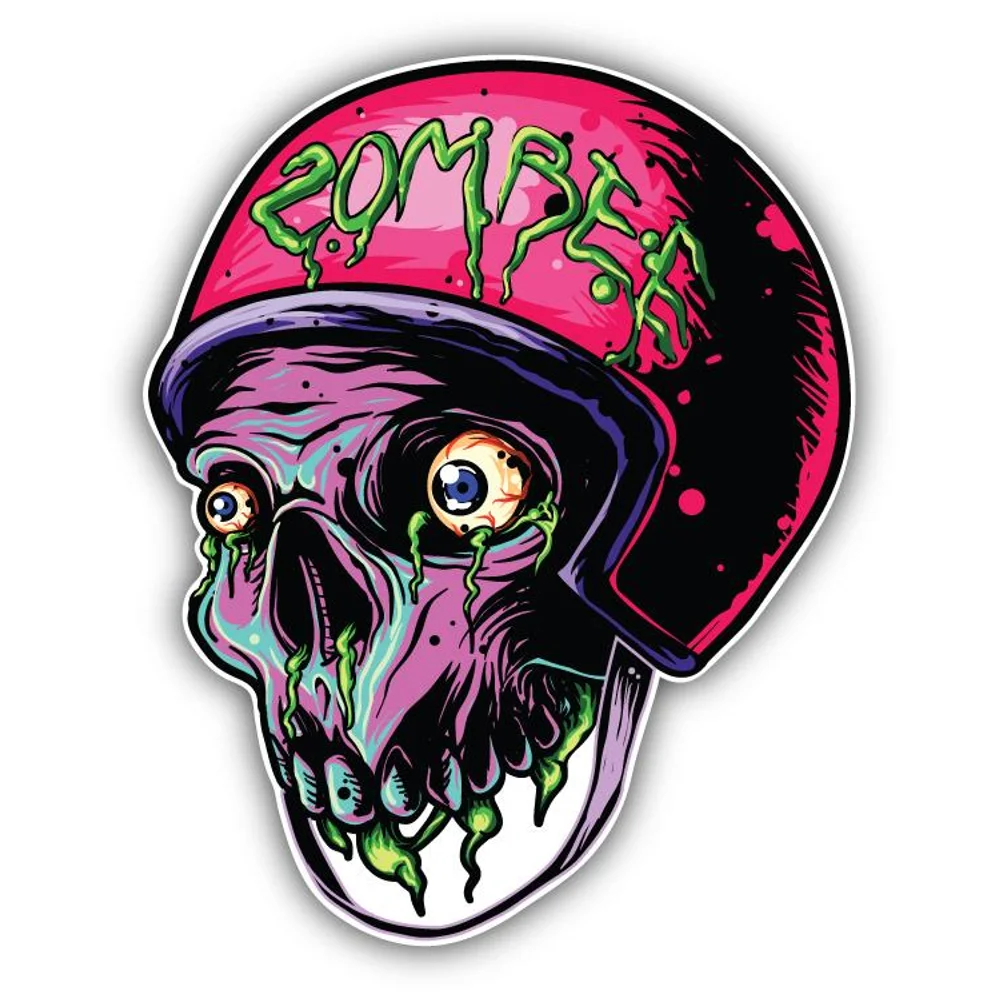 Zombie Skater Biker Skull Head Funny Vinyl Car Sticker Decorative Decal for SUV Window and Laptop Novelty Auto Decor