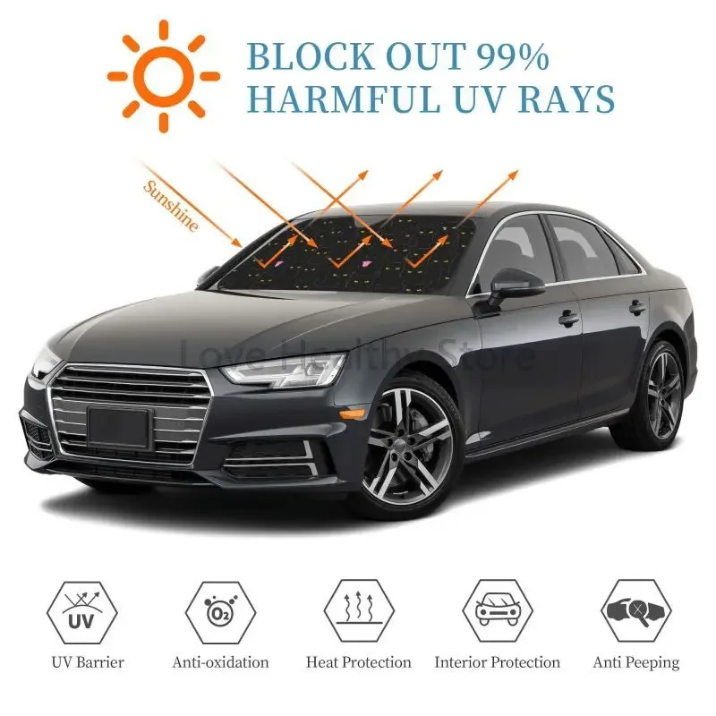 Funny Black Cats Pattern Windshield Sun Shade Front Window Sun Shade for Car SUV Truck UV Ray Reflector Visor Shield Cover - view 5