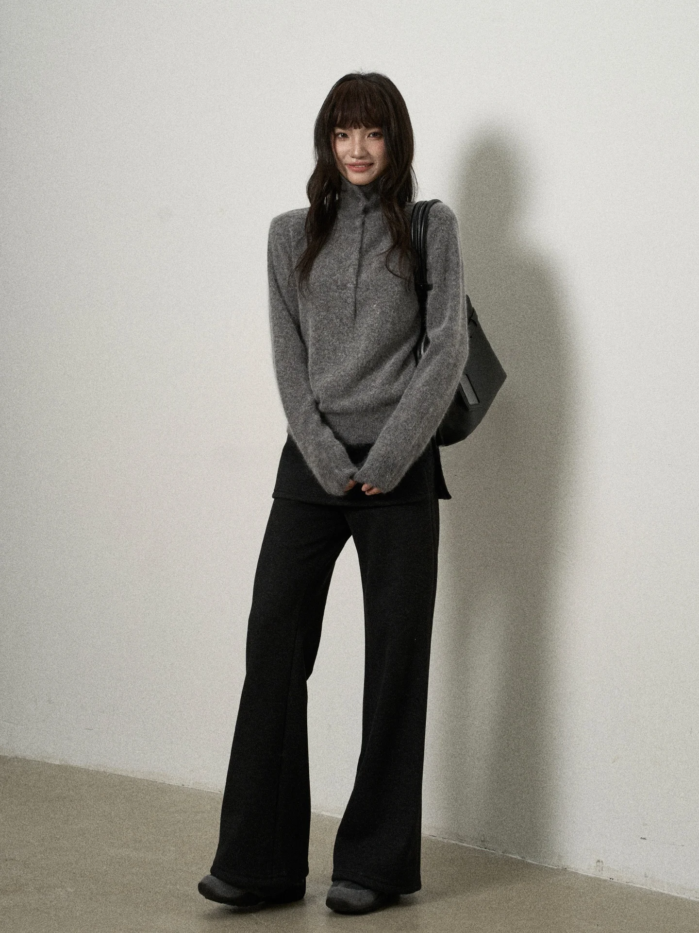 

High Quali Thiened High Collar Rabbit Fur Sweater Women's Winter Faionable Soft Comfy Versatile Top Korean Sle Long S...