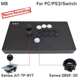 FightBox M8 Macro Recording Arcade Zero Delay SANWA Joystick 30M Buttons Hitbox Game Stick Controller For PC/P3/Switc