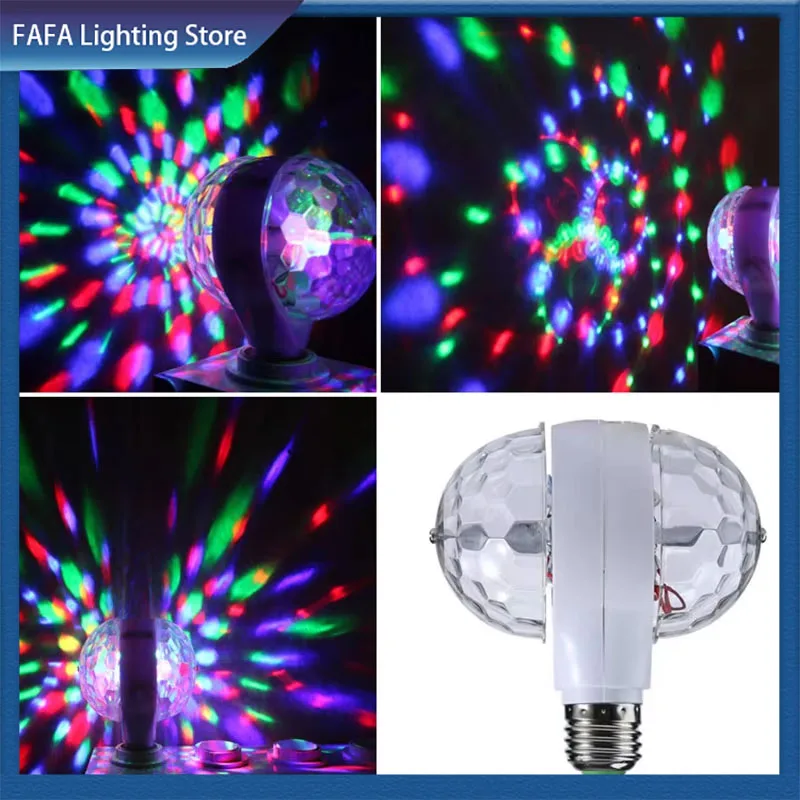 

LED Rotating Bulb Light With Dual Head Magic Stage Disco Lamp Rotating Double-headed Party Light Household Colorful Effect Lamp