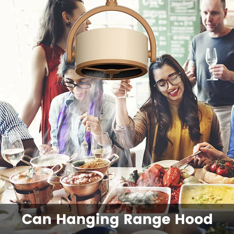 Desktop Range Hood, Portable Range Hood With 2 Speed Exhaust Fan, Adjustable Hanging Mini Extractor Hood For BBQ A Easy Install