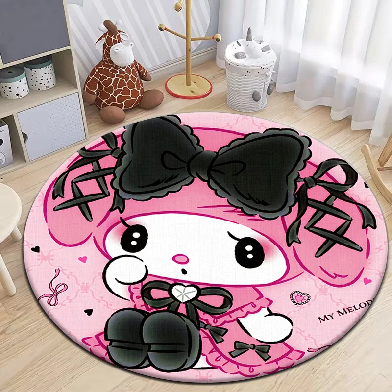 

Sanrio My Melody HD Printed Cartoon Round Carpet for kids Living Room Rugs Camping Picnic Mats Flannel Anti-Slip Rug Yoga