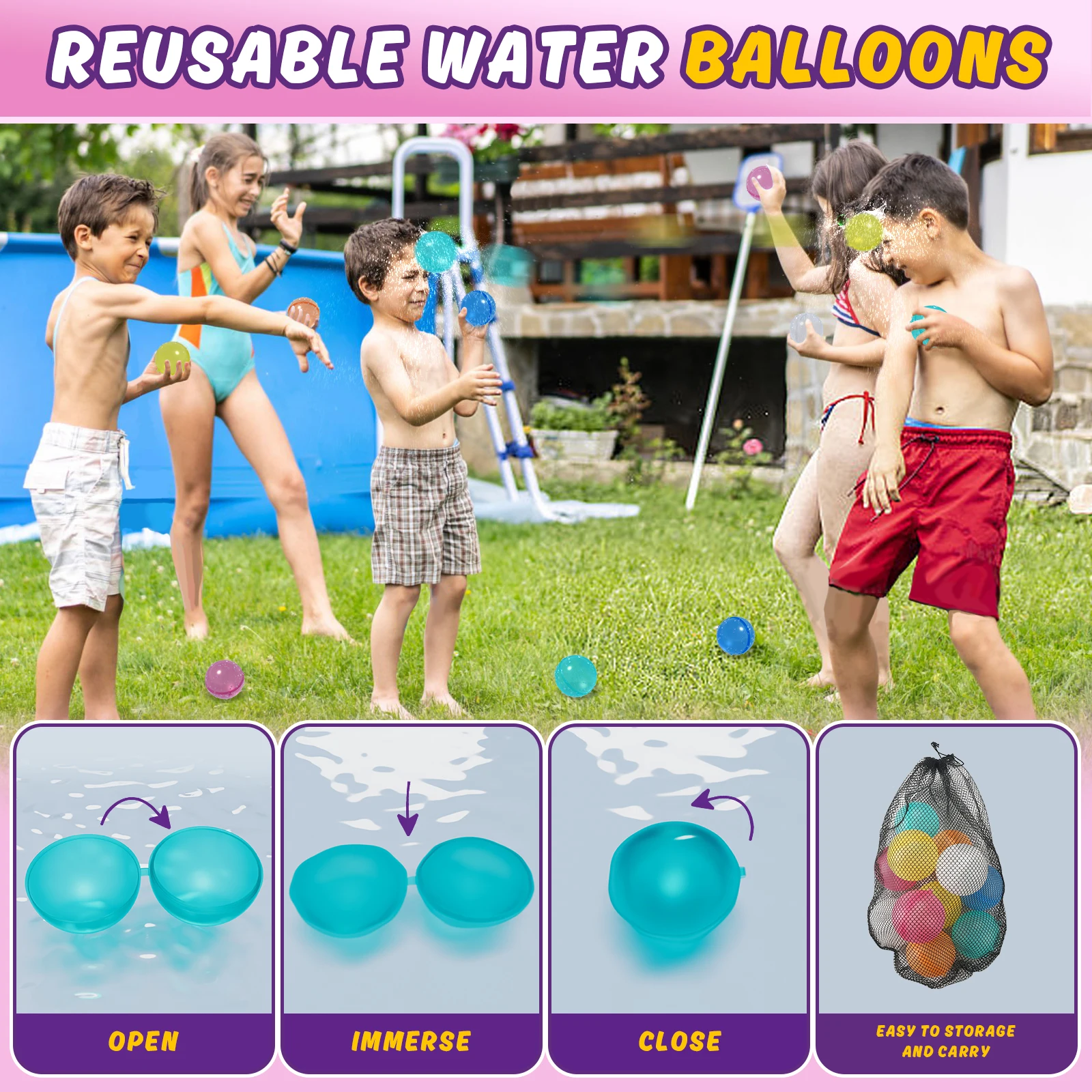 Lanzador de arco e flecha de balão de água reutilizável com balões de água bomba verão diversão piscina de água atividades ao ar livre brinquedos de água jogos