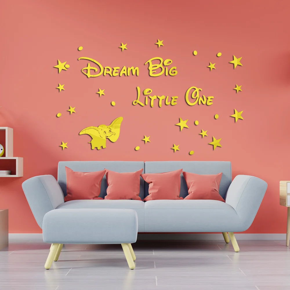 Dumbo Mirror acrylic self-adhesive 3d three-dimensional wall paste decoration children's room bedroom bedside background wall