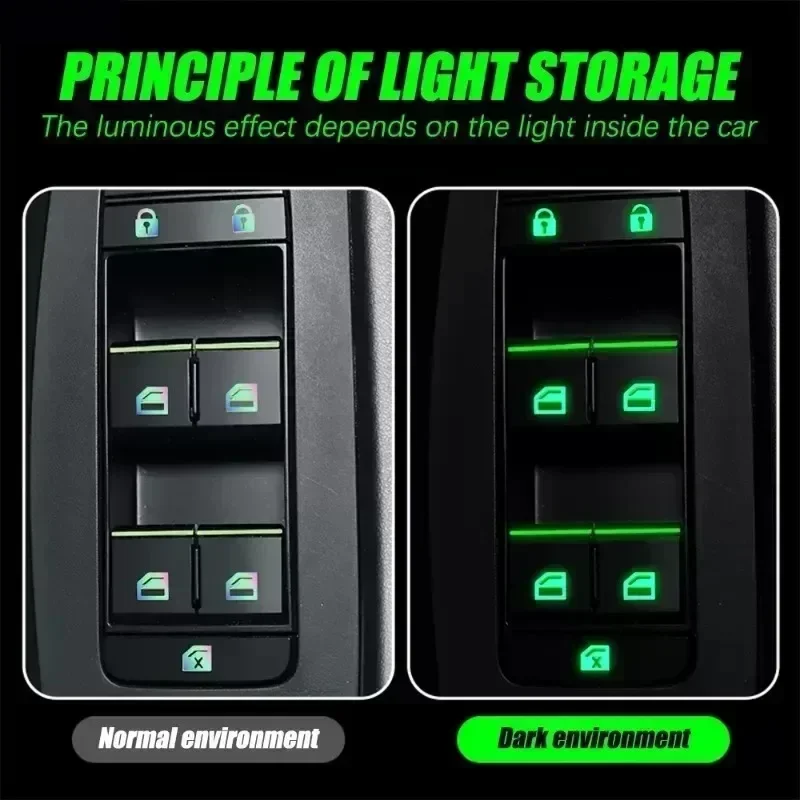 New Glow-in-the-Dark Car Button Stickers - Fluorescent Green/Blue/Orange Decals for Interior Controls (Universal Fit)