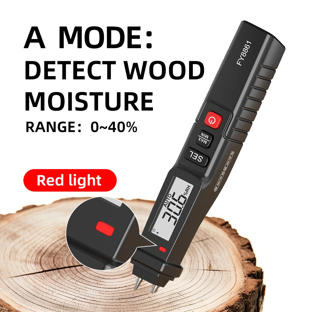 MASTFUYI Wood Moisture Meter, Wall Moisture Content Tester, Paperboard Humidity Detector, Cement Brick Moisture Test Tools