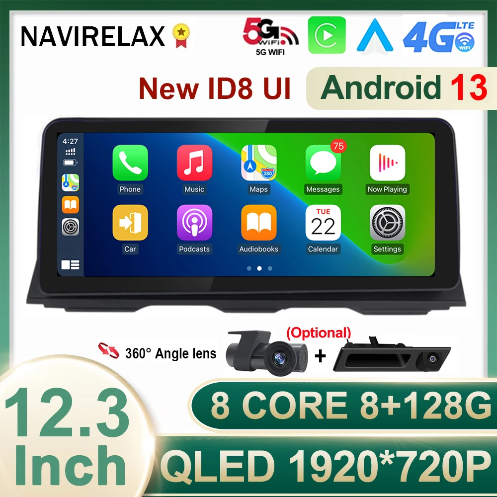 

12.3" Android 13 Carplay 1920*720P Car Multimedia Player for BMW 5 Series F10 F11 F18 2010 - 2016 CIC NBT System GPS Navigation