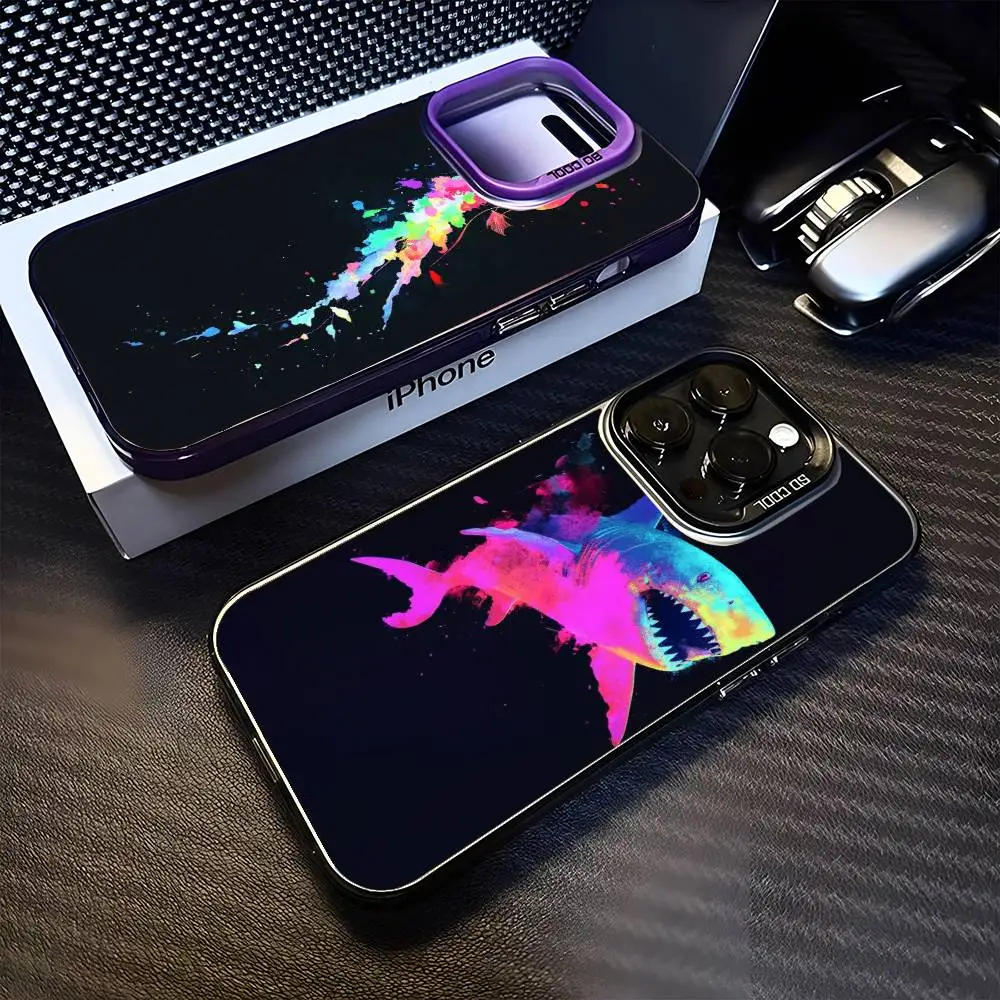 

Marine life watercolor splash style Phone Case For iPhone17,16,15,14,13,12,11 Plus,Pro Max Purple Matte Shockproof Cover