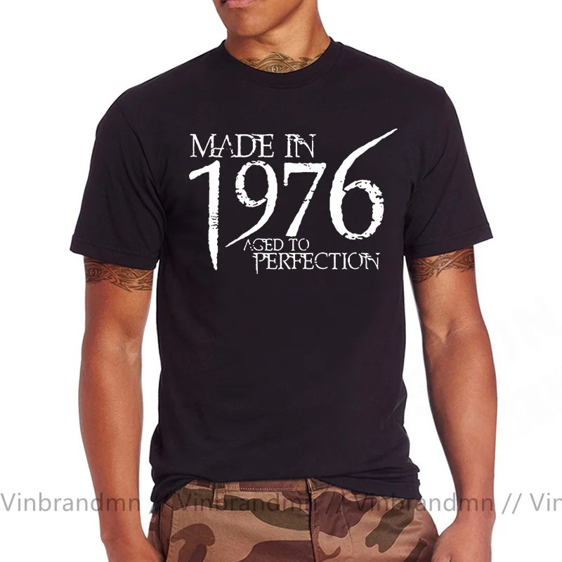 

Vintage Distressed Made In 1976 Aged To Perfection T Shirt Men Born in 1976 Plus Size 5XL 6XL Tshirt Man T-Shirt Birthday TShirt