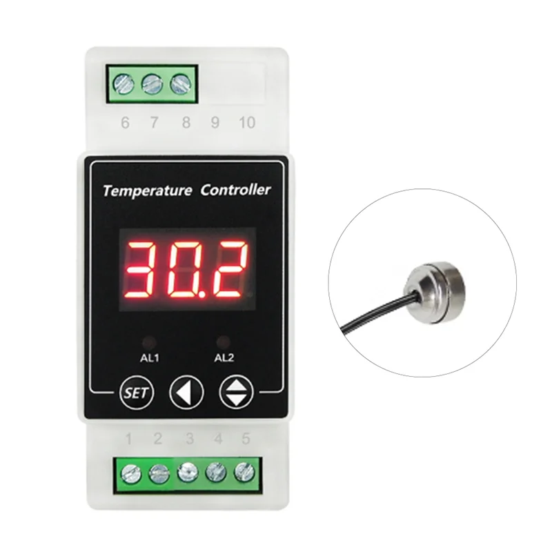 

AA76-LED рельсовый термостат профессиональный цифровой регулятор температуры AC220V 2-стороннее реле контроллер сигнализации температуры магнитный Pr