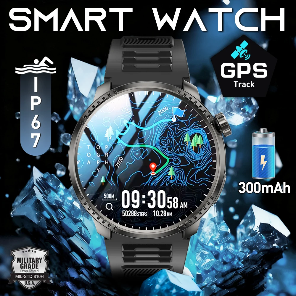 

2026 New GPS Smart Watch LED Flashlight Altimeter Barometer Health Monitor 100 Sports Modes Waterproof Fitness Tracker Men Women