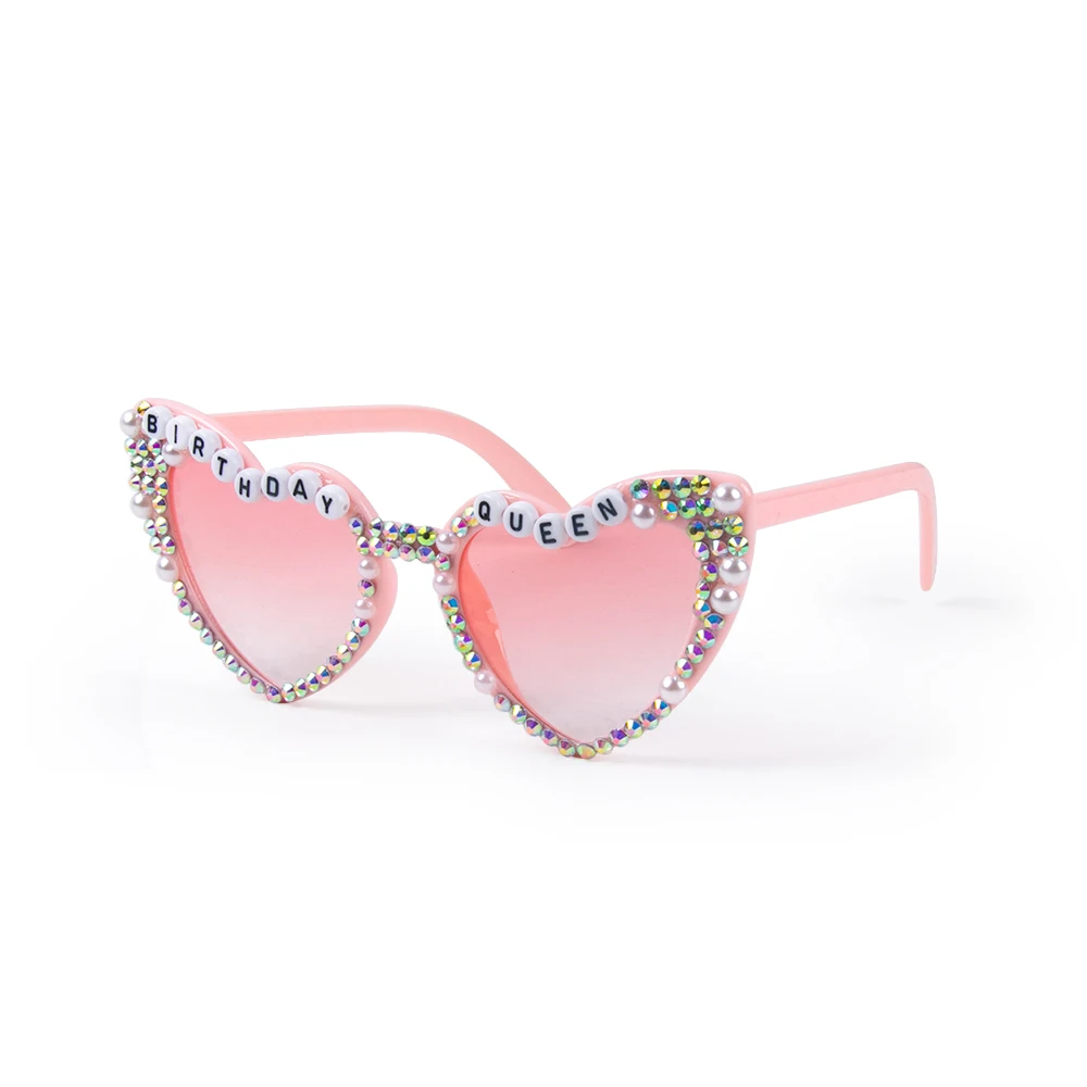 Lunettes de Soleil Roses avec Perles et Diamants pour Fille, Accessoires de Photo, Cadeau d'Anniversaire, Reine, Voyage en -du-- end