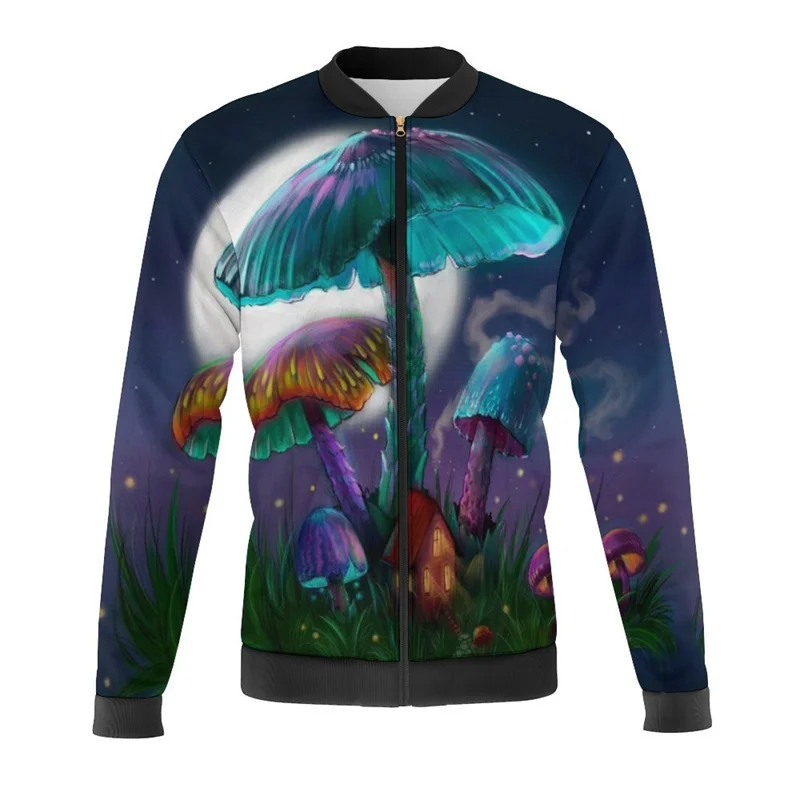 Neon Mushroom 3d Printed Jacket Men Women Unisex Coats Autumn New In Hawaiian Scenery Bomber Jacket Children Oversize Tracksuits