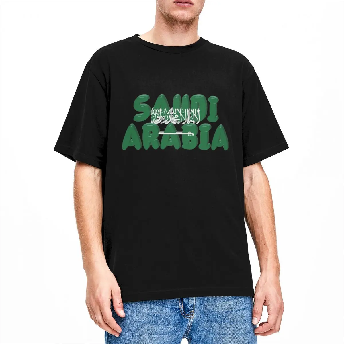 Unique Saudi Arabia! T-Shirt Men Women's Round Neck Pure Cotton Happy National Day Short Sleeve Tee Shirt Gift Idea Clothes