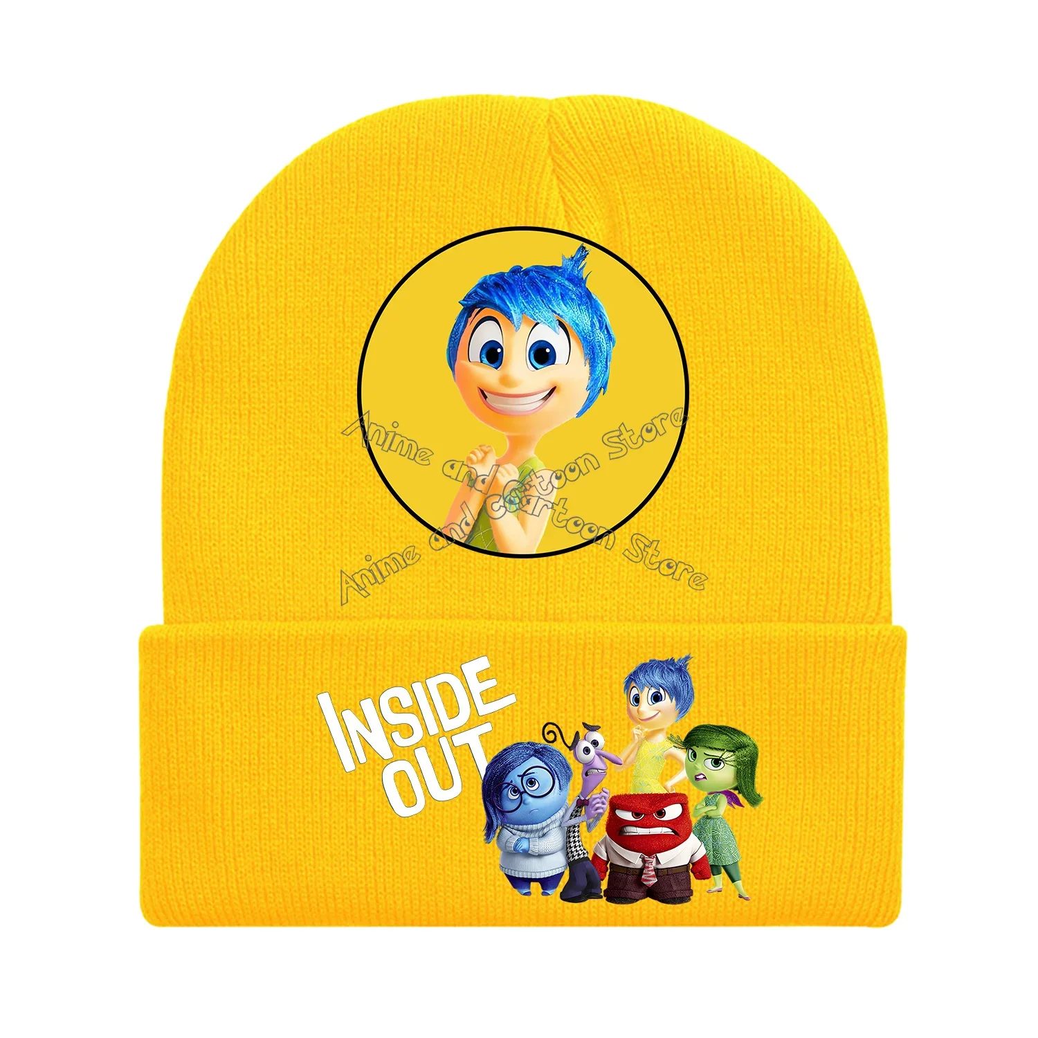 Disney Inside Out 2 Knitted Hat for Children Knitted Cap Cartoon Anime Hip Hop Finger Caps Decoration Skullies Beanies Kids Gift