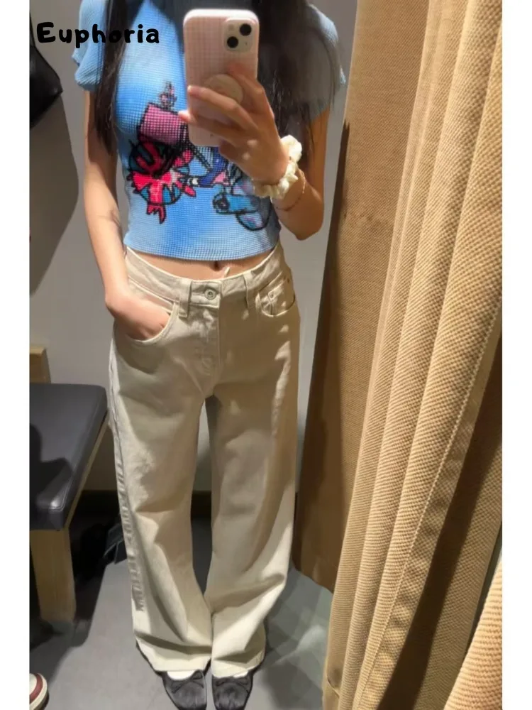 تي شيرت نسائي غير رسمي مطبوع عليه رسوم كارتونية من Euphoria بأكمام قصيرة ورقبة مستديرة تي شيرت نسائي أنيق أزرق Y2K ملابس الشارع الشهير بقصة ضيقة تي شيرت