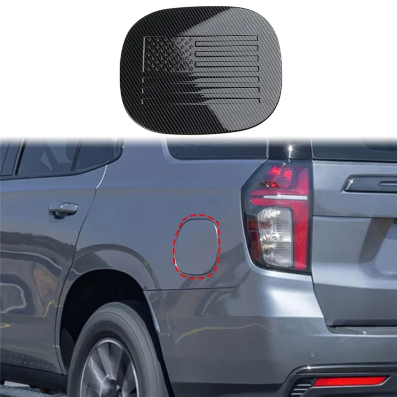 Fuel Tank Cover Trim for Chevy Suburban 2020-2023 Tahoe GMC Yukon 2021-2023 Accessories - ABS Carbon Fiber