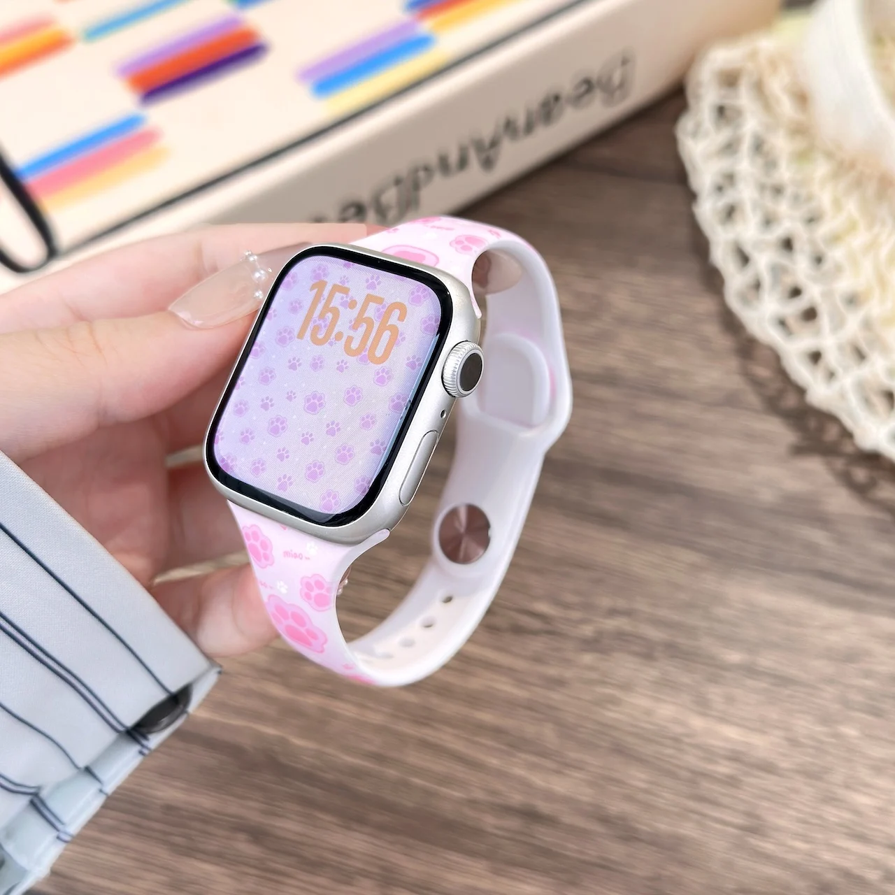 Cute Animal Print Silicone Strap for Apple Watch 38/40/41/42/44/45/49mm Sweet Kawaii Replacement Wristband for iWatch Series - view 3