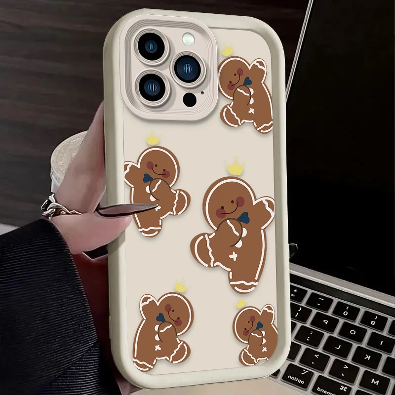 عيد الميلاد الزنجبيل الحال بالنسبة آيفون 16 15 14 13 12 11 برو ماكس X XS X S ماكس XR SE 2020 7 8 زائد للصدمات سيليكون الغطاء الخلفي