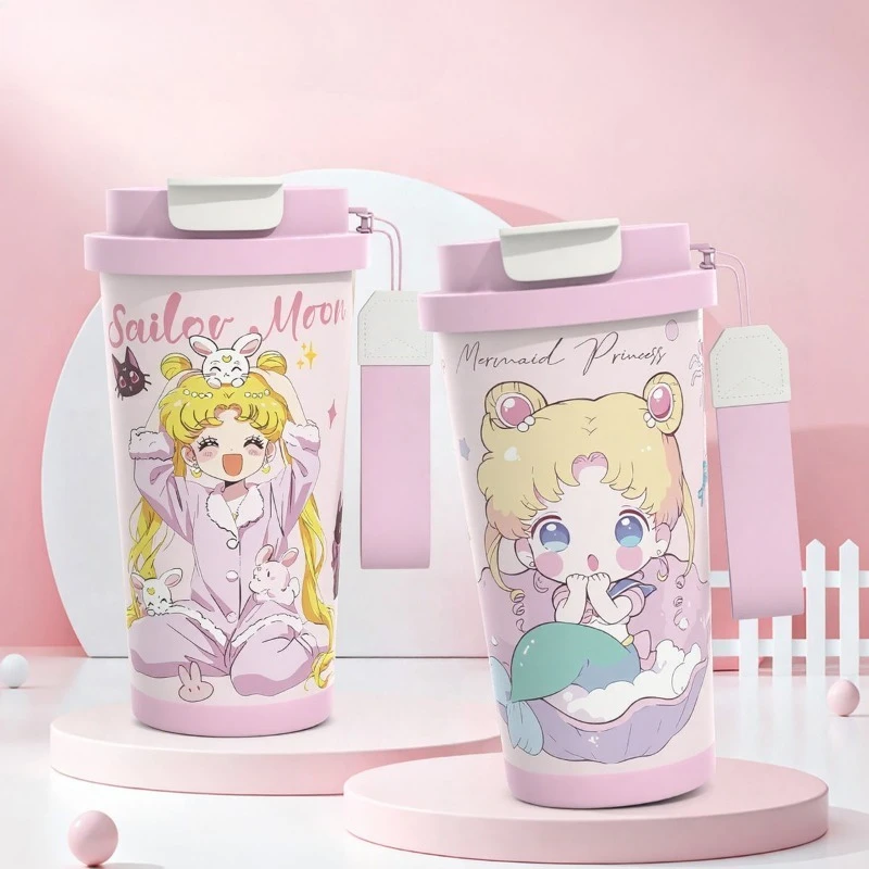 

Sailor Moon Kawaii Water Bingyue stainless steel thermos cup cute double drink portable leak-proof student drinking coffee cup