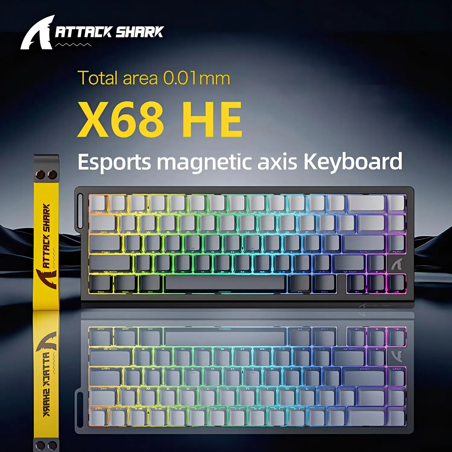

ATTACK SHARK X68HE Magnetic Keyboard 8000Hz 0.01mm RT Accuracy PBT Keycap Hall Magnetic Switch RGB Web Driver