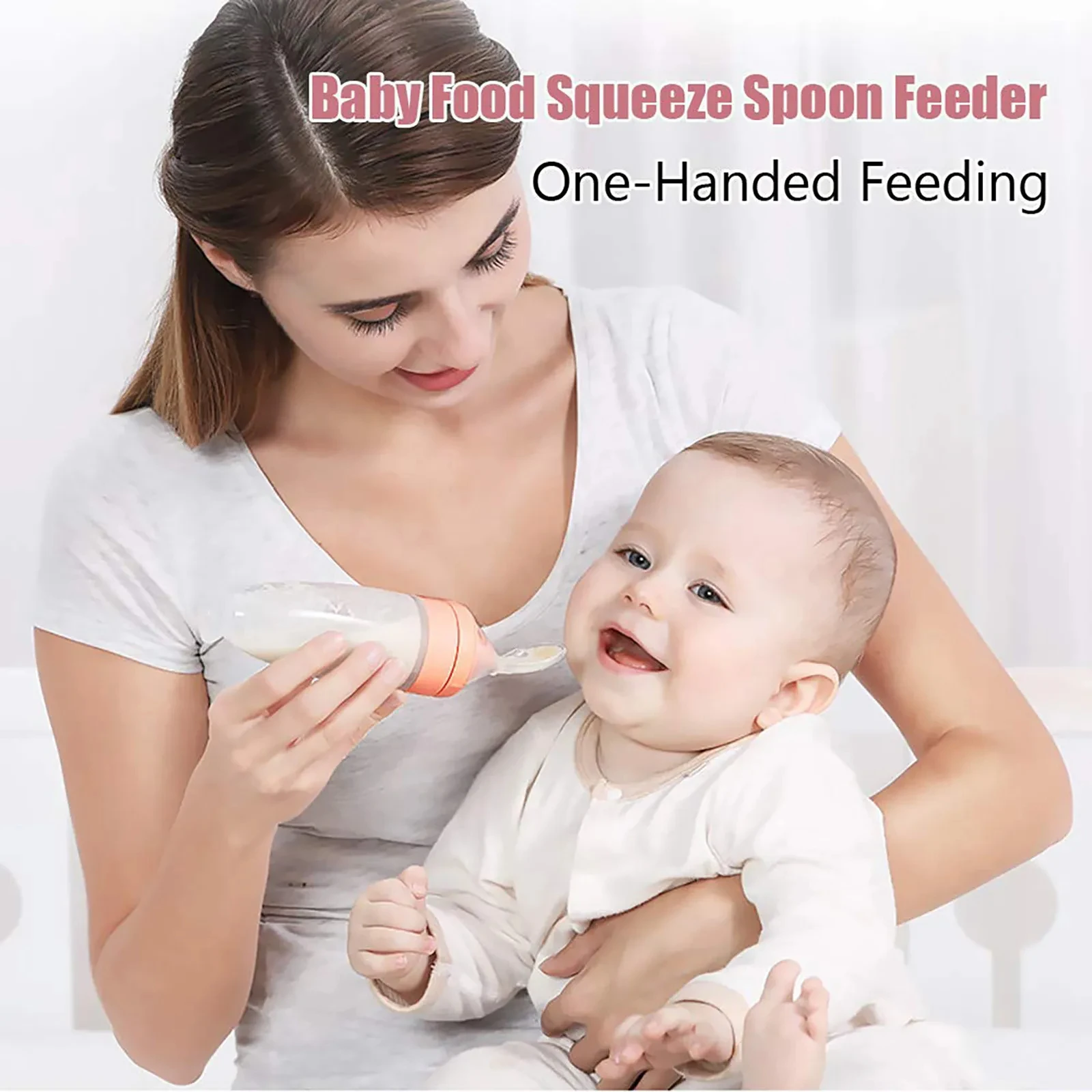 Depressible Silicone Bottle Feeding Safe Baby Feeding Toddler Squeeze Feeding Spoon Milk Bottle Training Feeder Food Supplement