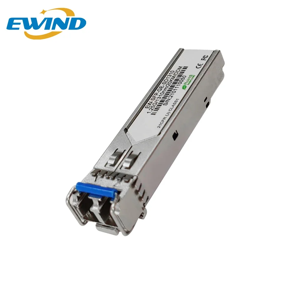 EWIND Gigabit SFP Module 1.25G Single-mode Dual Fiber Tranceiver 1310nm 20km LC DDM Support Hot Plug with Mikrotik Cisco Switch