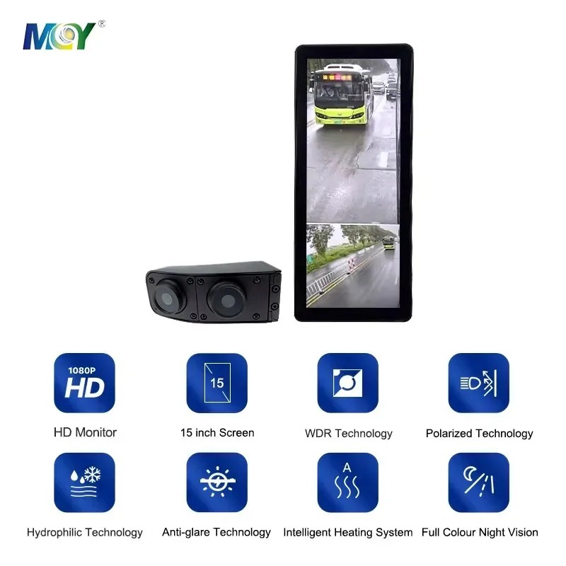 Hot Sale MCY 15.0 Inch 1080P HD Night Vision Reverse Side Monitor Digital Mirror Camera Truck Rear View Camera Monitor System