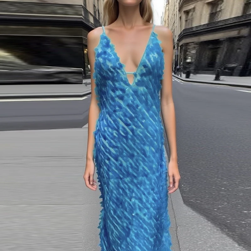 Senhora sexy sem mangas suspender vestido de cintura alta corte baixo cor sólida praia vestido longo verão cocktail festa fino ajuste vestido de lantejoulas