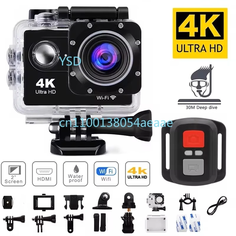 

4K Action Camera with WiFi, Waterproof for Underwater Use, Helmet Video Recording Camera, Outdoor Mini Sports Cameras.
