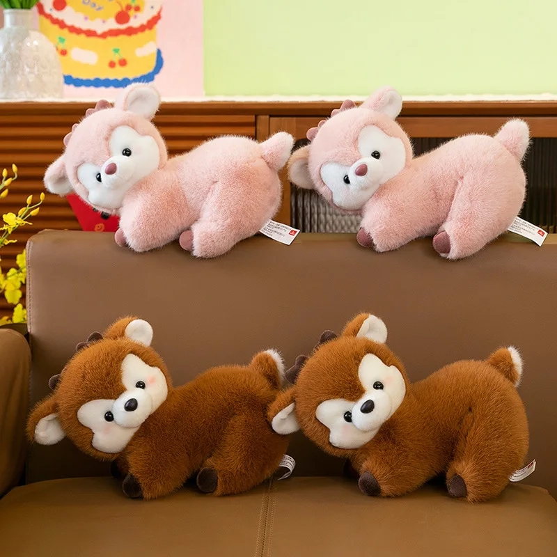 لطيف لينة أفخم الغزلان وسادة ألعاب من نسيج مخملي دمية البرقوق الغزلان دمية الأطفال رفيق مهدئا دمى القماش الحيوان