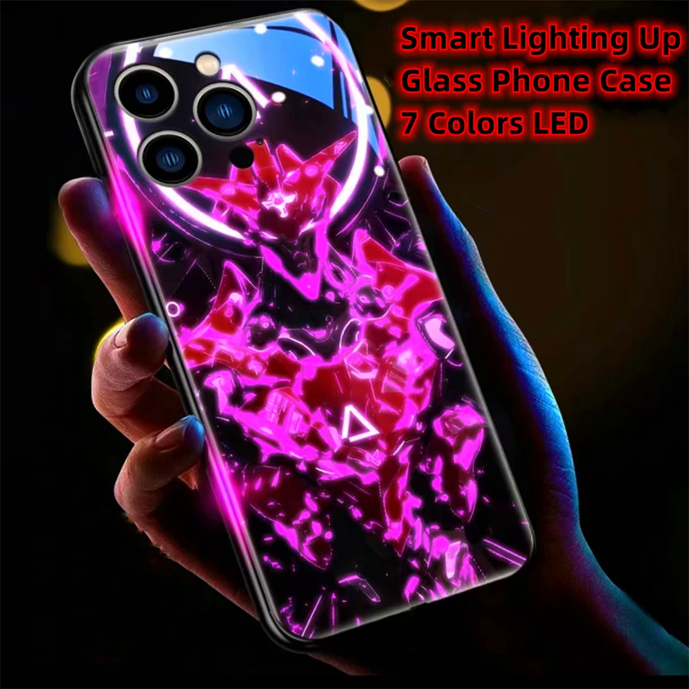 

Future Armor Machinery Sound Music Control Led Light Phone Case Glitter Cover For iPhone 16 E 15 14 13 12 11 Pro Max XR XS Plus