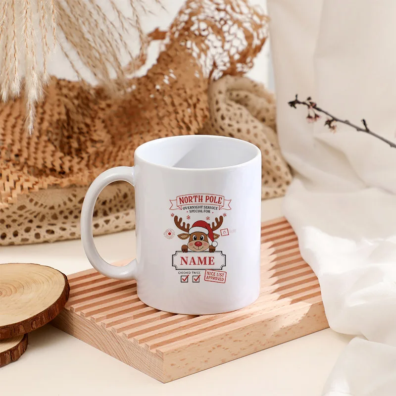 Cozy Xmas Themed Coffee Mug Christmas Tree Drawing Ceramic Mugs Santa Snowman Breakfast Cups Ho Ho Ho Cup Festive Gift Drinkware