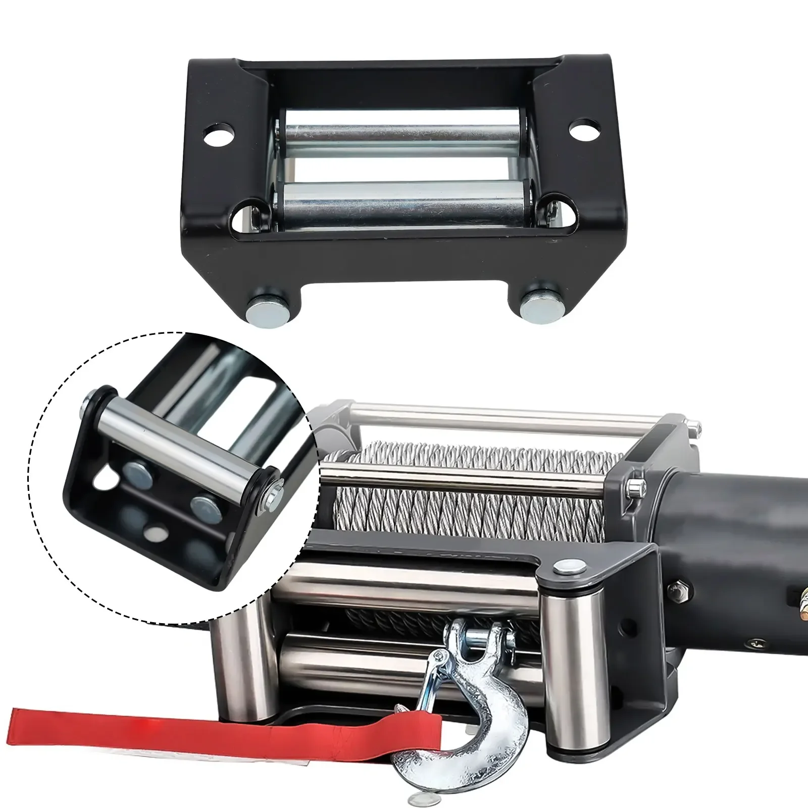 Winch Roller Fairlead ATV UTV 4 Way Cable Guide 2000LB Bolt Pattern Off Road 4 Roller Guide Frames Heavy-duty Winch Roller
