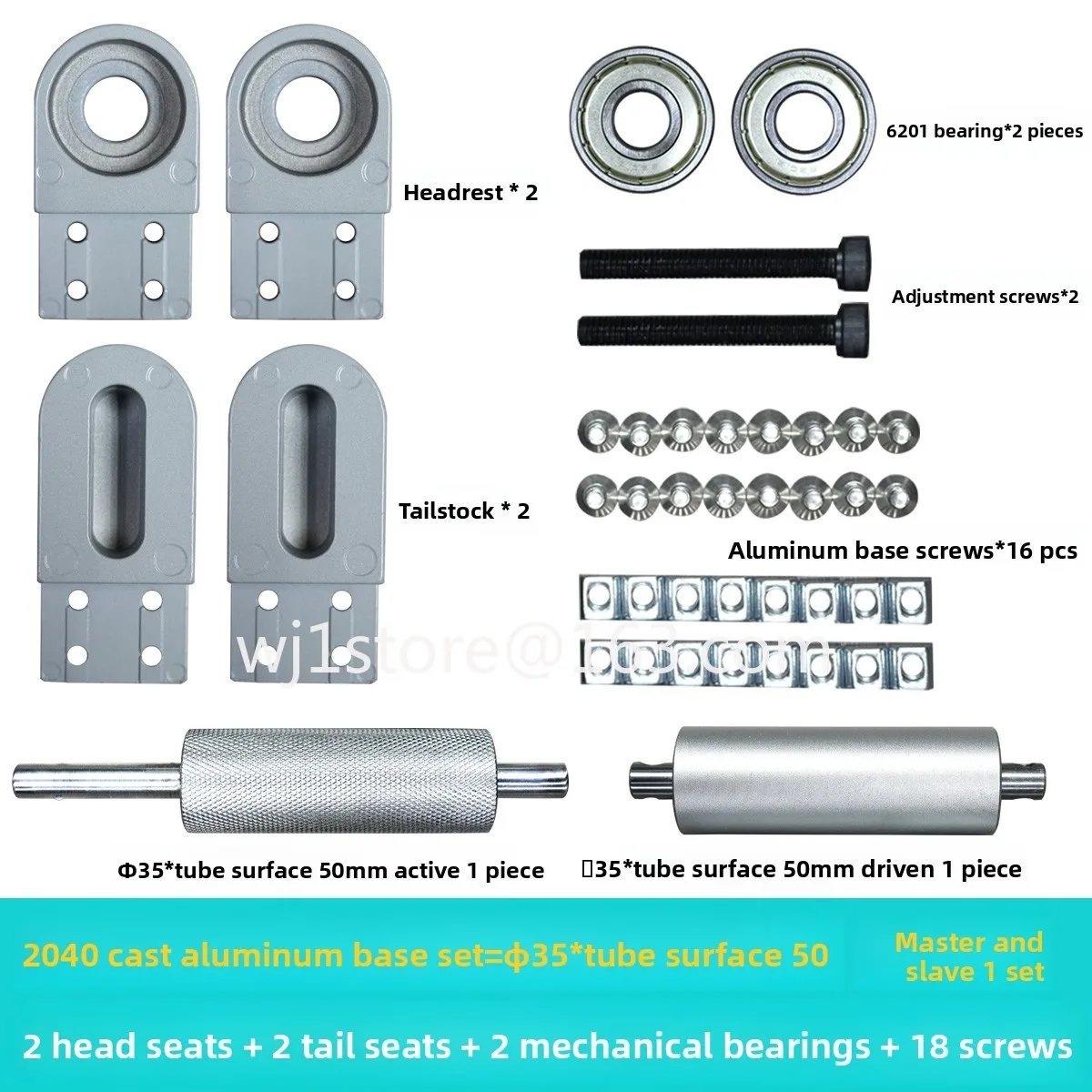 2040 small conveyor belt accessories full set of conveyor belt leader/follower power roller shaft aluminum seat