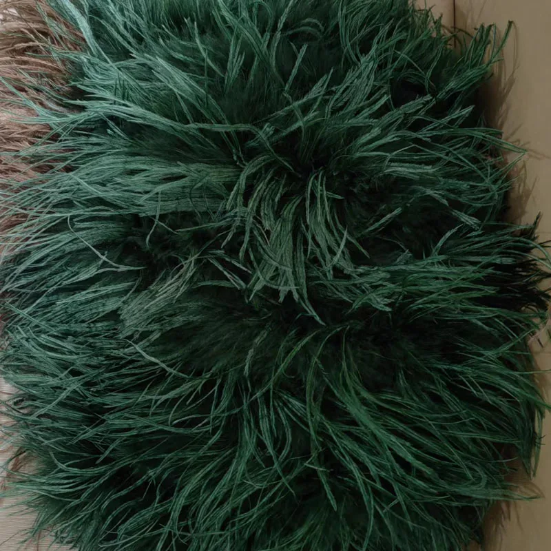 Neuestes Design eines Kleides aus 100% natürlichen Straußenfedern, mehrfach geschwungenes Design, durchsichtiges rückenfreies Kleid, sexy Damenkleid. – Detail 18