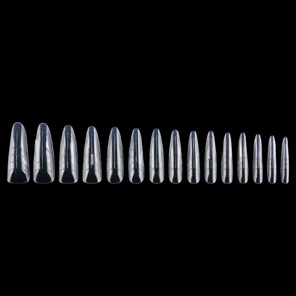 150Pcs NEW 15 Sizes Sandwich Nail Forms Reusable Long Length Space Nail Forms Transparent No-Trace French Tip Forms Home Salon