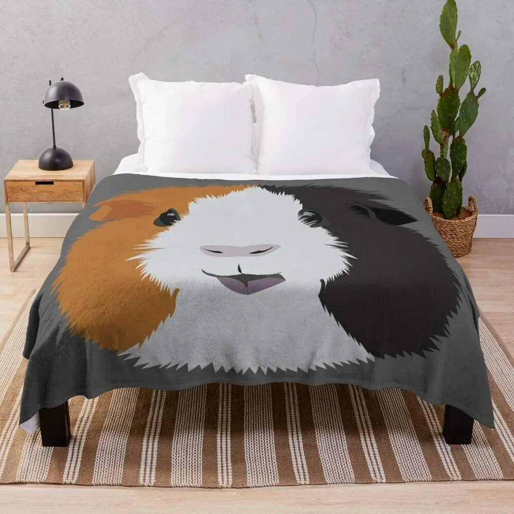 Orange, White, and Black Guinea Pig Throw Blanket Decorative Throw Blankets Sofas Of Decoration Cute Plaid Sofas Blankets