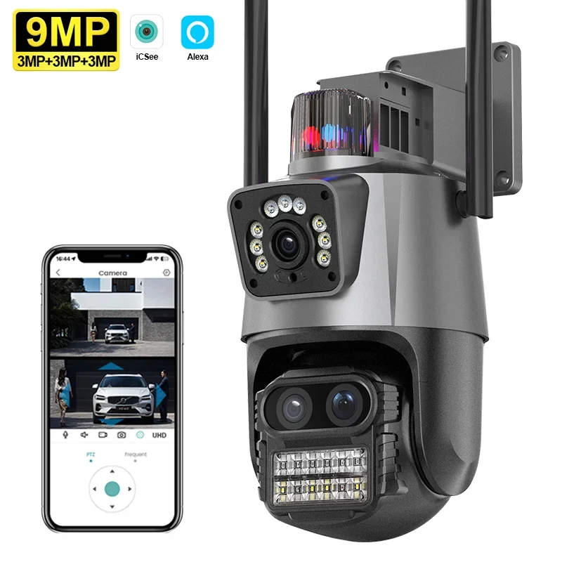 

2026 9MP Ultra HD Icsee Wireless Human Detection Red-blue Light Alarm Ptz Cameras Outdoor 8x Optical Zoom Multi-view Ptz Camera