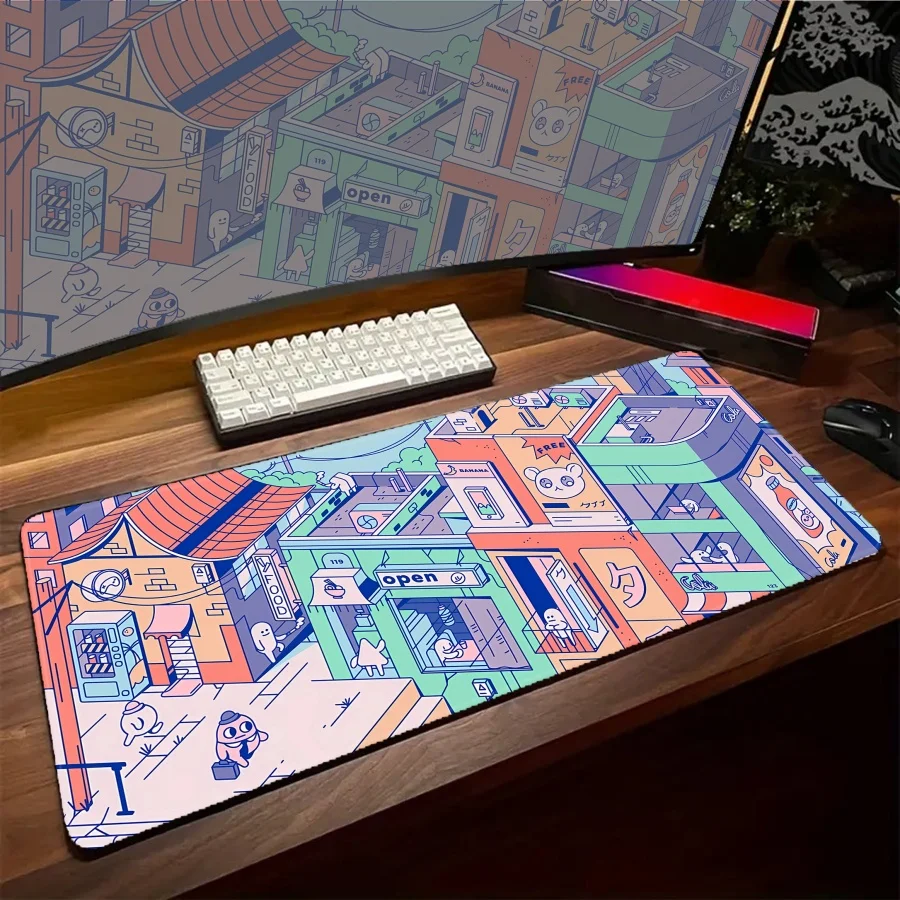 

Mouse Pad Gaming Colorful House Large Mousepad Office Accessories Desk Mat Gamer Setup Mousemats PC Kawaii Mats