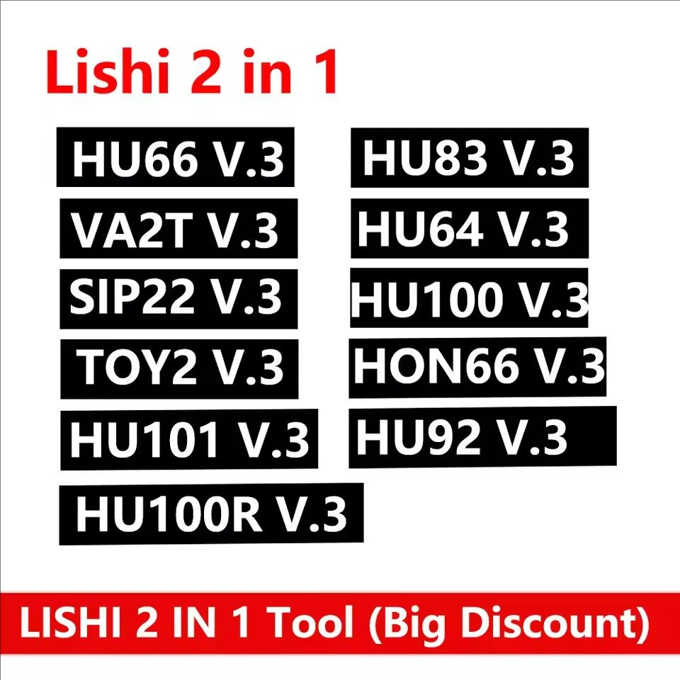 1pcs Lishi 2 in 1 HU100V.3 HU66 V.3 HU83 HU64 SIP22 HU92 HU100R VA2T HU87 HON66 TOY2 track v3 HU101 2 in 1 tool Big Discount