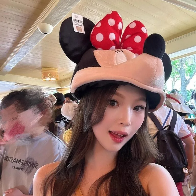 

Модная осенне-зимняя утолщенная теплая шапка с Микки Маусом, милый мультяшный пара, большой головной убор для путешествий, защитная шапка для ушей