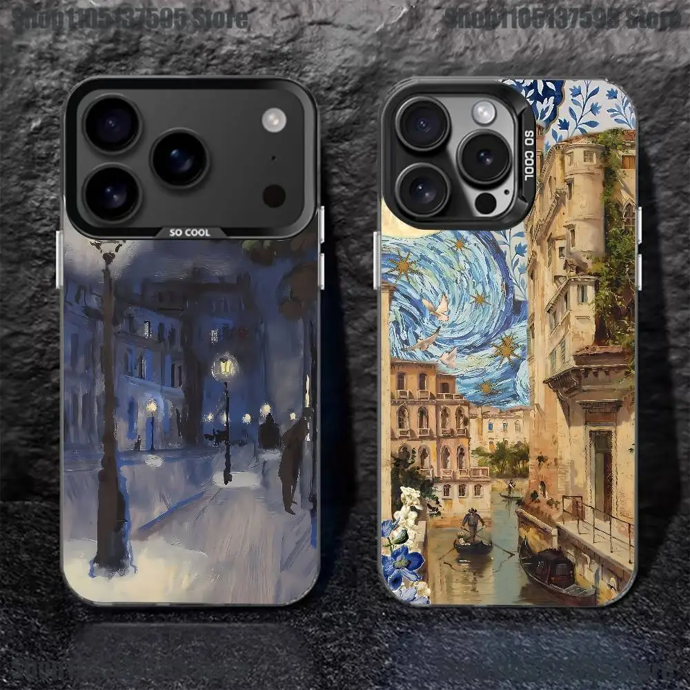 

Autumn Retro Oil Painting Phone Case For iPhone 17,16,15,14,13,12,11,Pro,XS,Max,Plus,Mini,SE4,E Black Matte Shockproof Cover