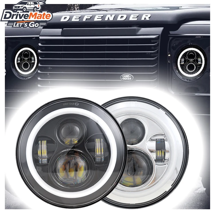 

Angel Lights inch 7" Round Led Halo Head Lights Headlight for Jeep Wrangler Jk for Land Rover Defender