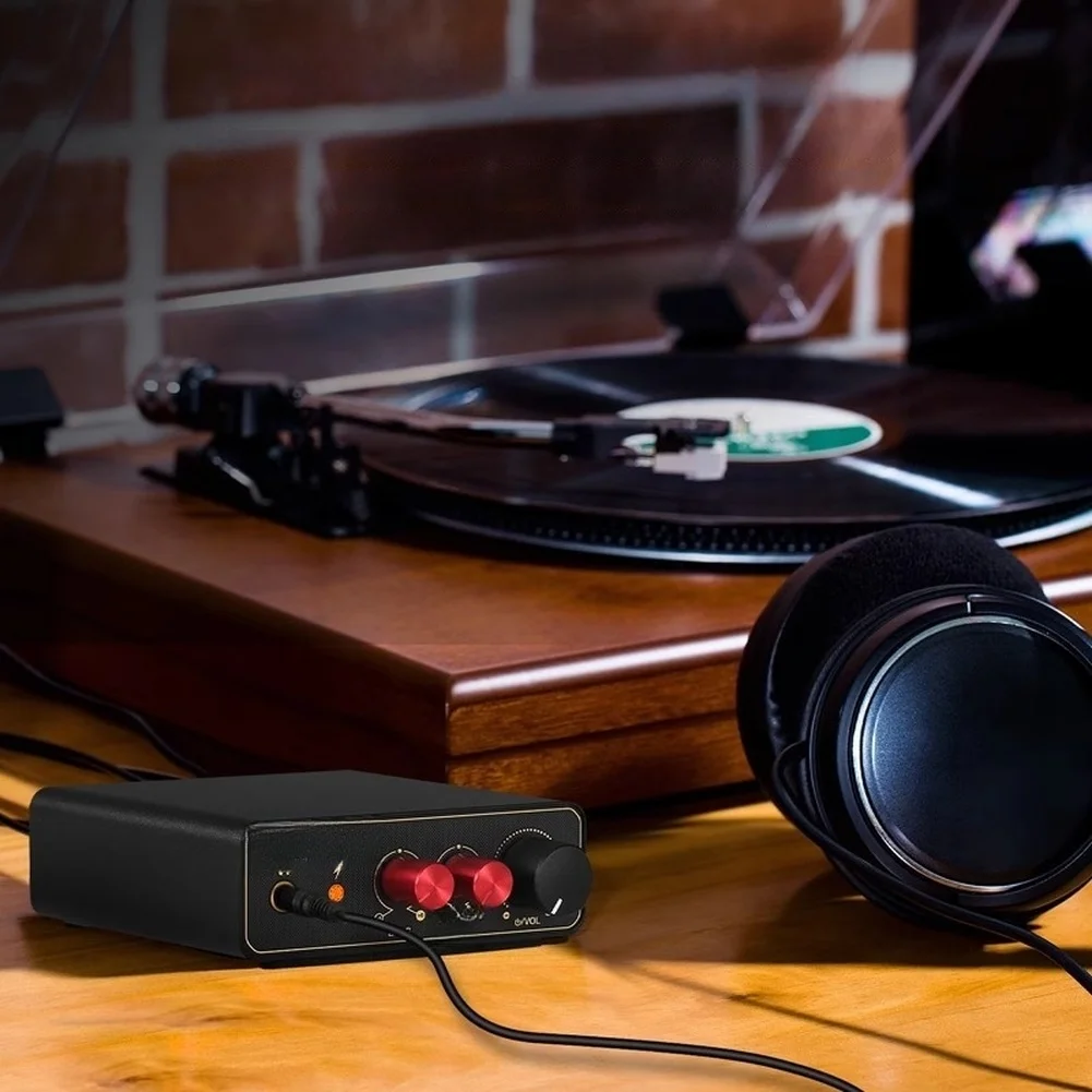 Turntable For phono Preamplifier for MM Moving Coil Cartridges Low Noise Amplification 5V Power Aluminum Housing