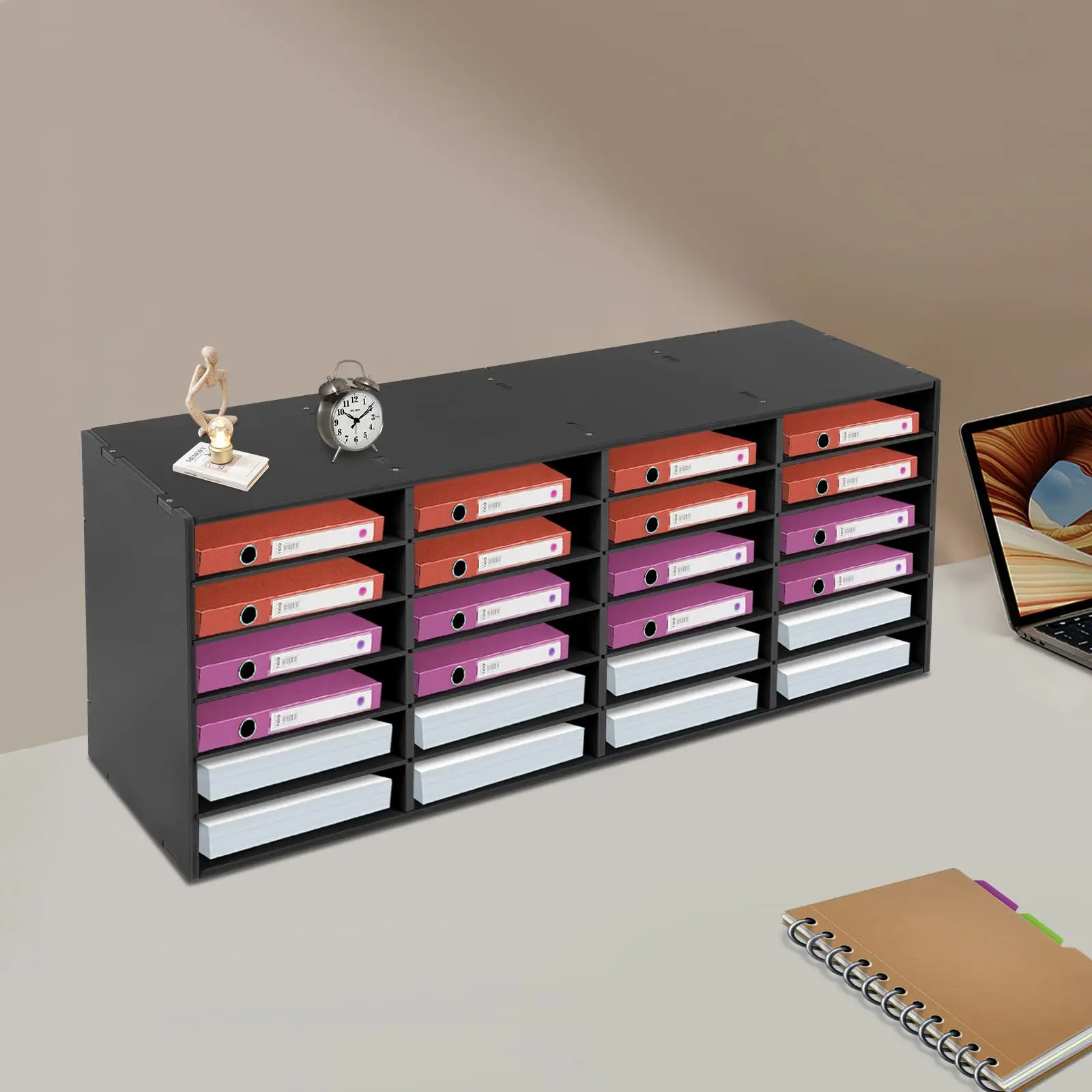 Почтовый ящик для классной комнаты с 24 отделениями, сортировщик почты, органайзер для хранения бумаги, органайзер для почты для домашней библиотеки, офиса, класса (черный, 2 шт.)