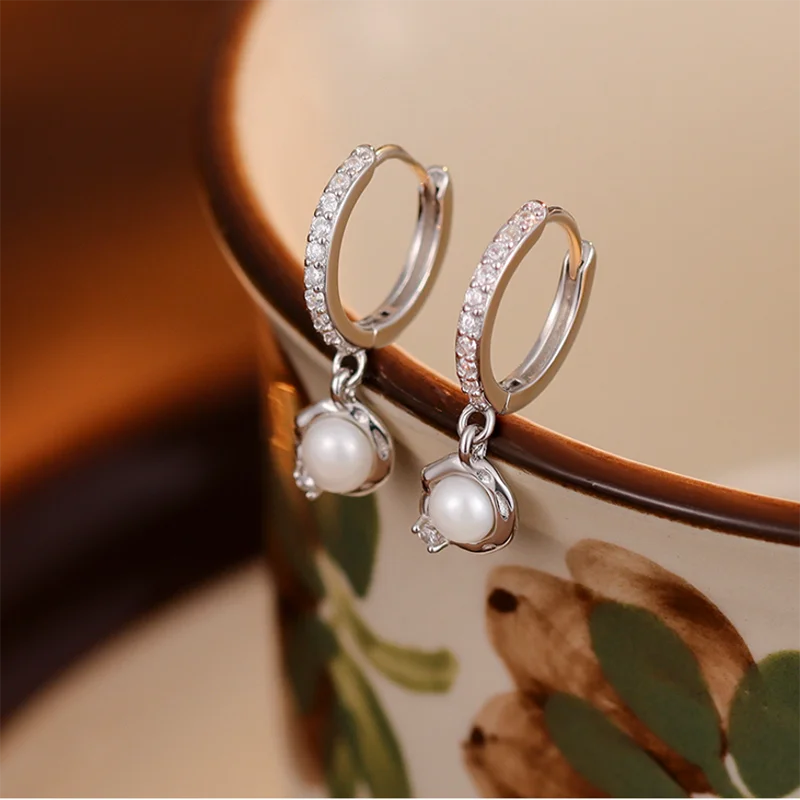 KAMIRA 925 Sterling Silver Wedding Jewelry Luxury Pearl Zircons Pendant Earrings for Women Elegant Charm Delicate Accessories 6