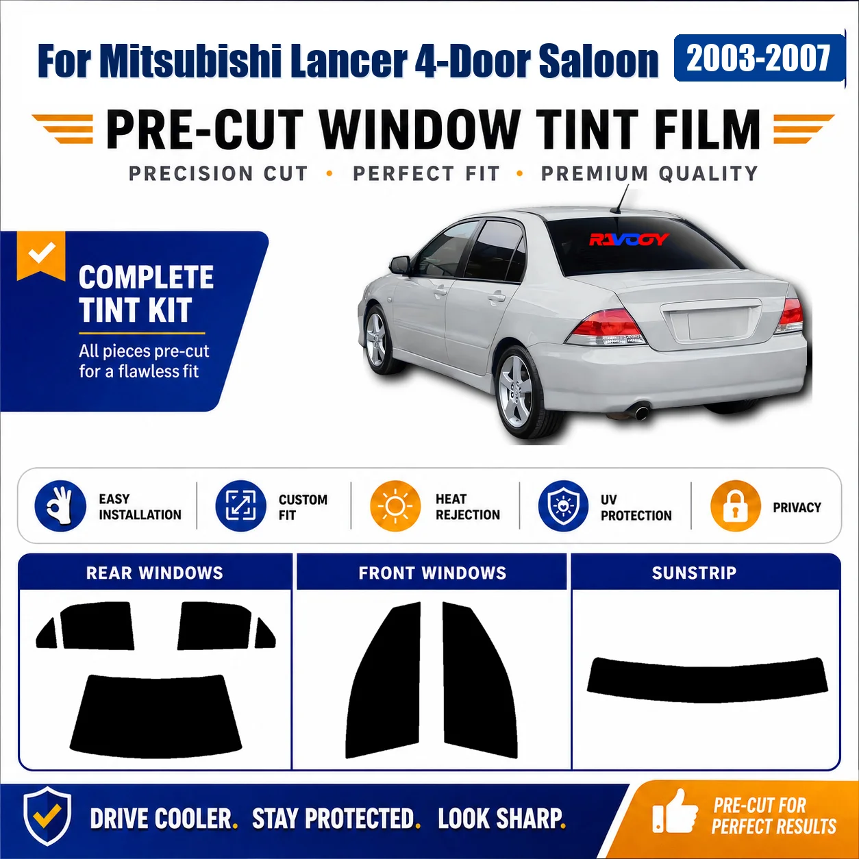 For Mitsubishi Lancer 4-Door Saloon 2003-2007 Glass Tint Kit Precut Complete Window Heat & UV Blocking